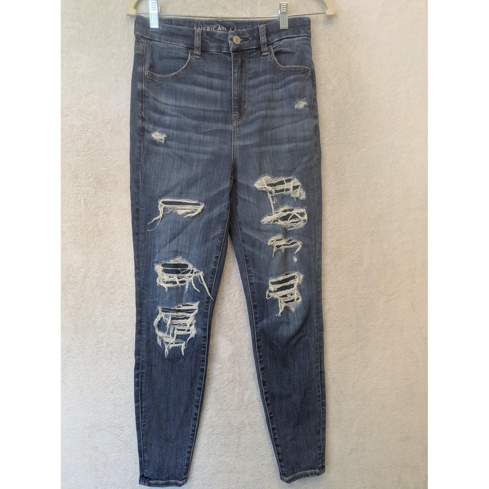 American Eagle Jeans Women's 4 Blue Curvy Super Hi-Rise Ripped